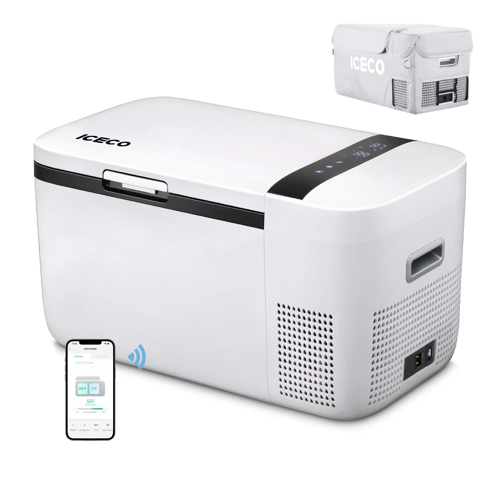 21QT GO20 Dual Zone 12V Portable Freezer (White) | ICECO