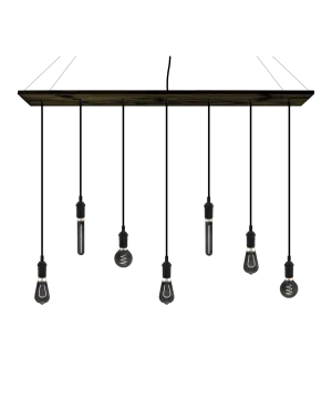 47" x 9" Wood Chandelier: Black with Smoke Bulb Mix