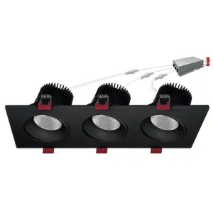 4in. Triple Head Downlight, 3,000 Lumens, 45 watt, CCT Selectable 2700K/3000K/3500K/4000K/5000K, 120V, White or Black Finish