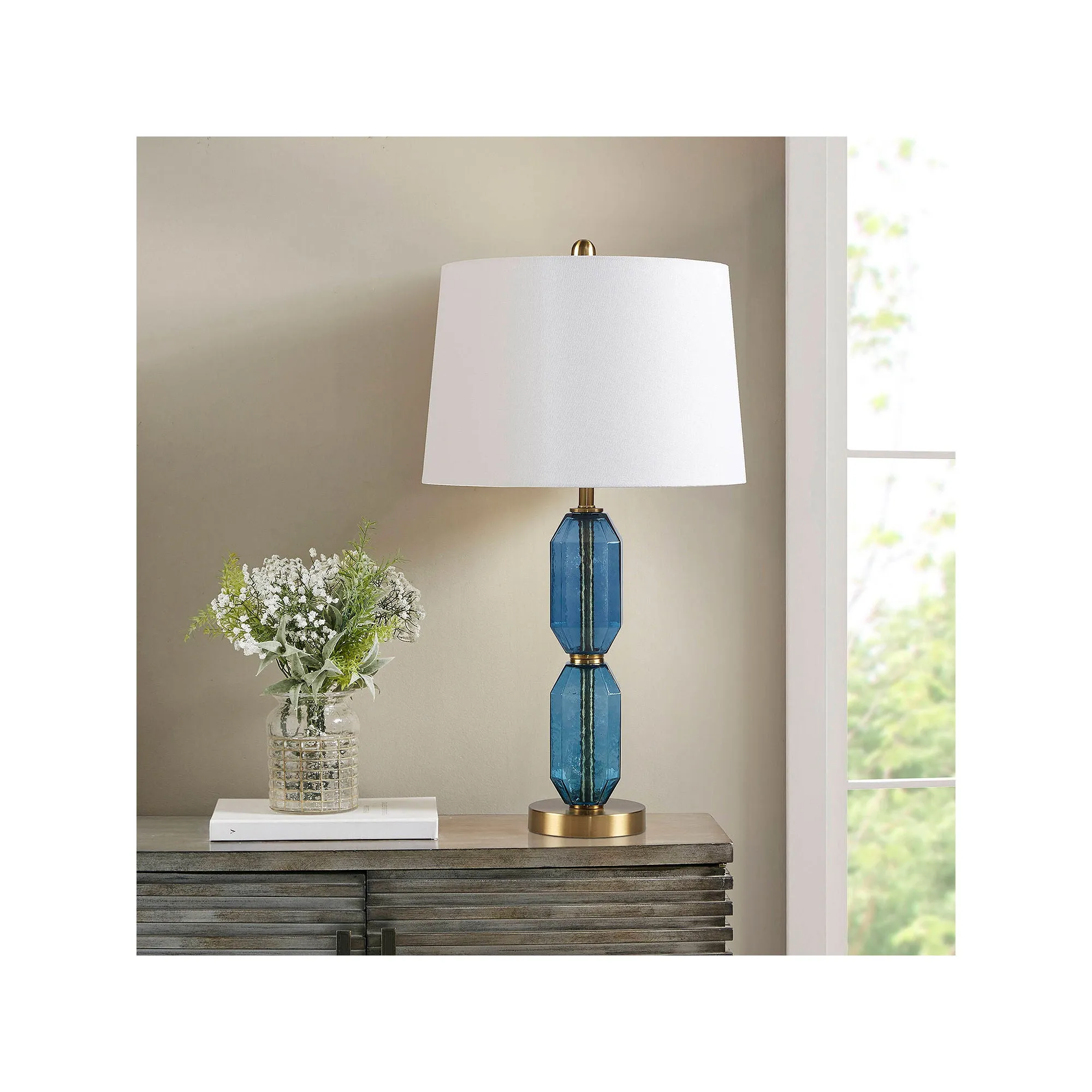 510 Design 26.5 Zirconia Faceted Table Lamp - BLUE ONE SIZE
