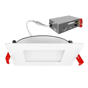 6" External J-Box Square Downlight: Slim-Line, 1150 Lumen Max, Wattage and CCT Selectable, 120V
