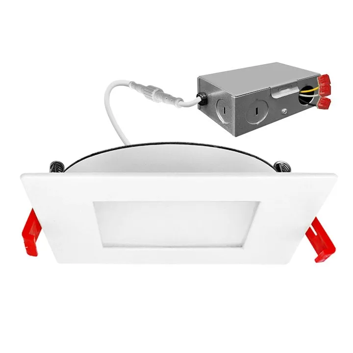 6" External J-Box Square Downlight: Slim-Line, 1150 Lumen Max, Wattage and CCT Selectable, 120V