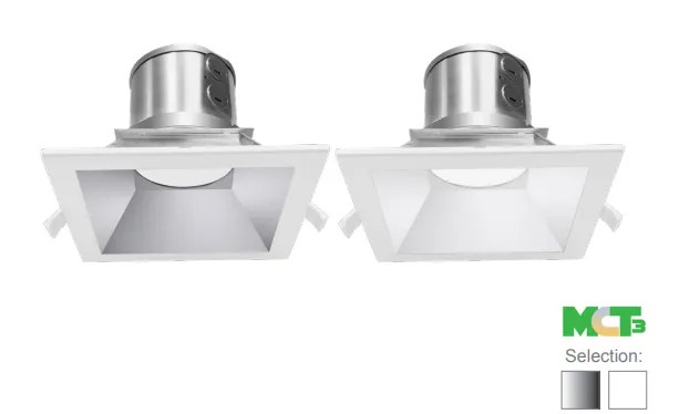 6" LED SQUARE COMMERCIAL RECESSED LIGHT, 15W, 1275 LUMENS, CCT SELECTABLE, 120-277V, HAZE OR WHITE