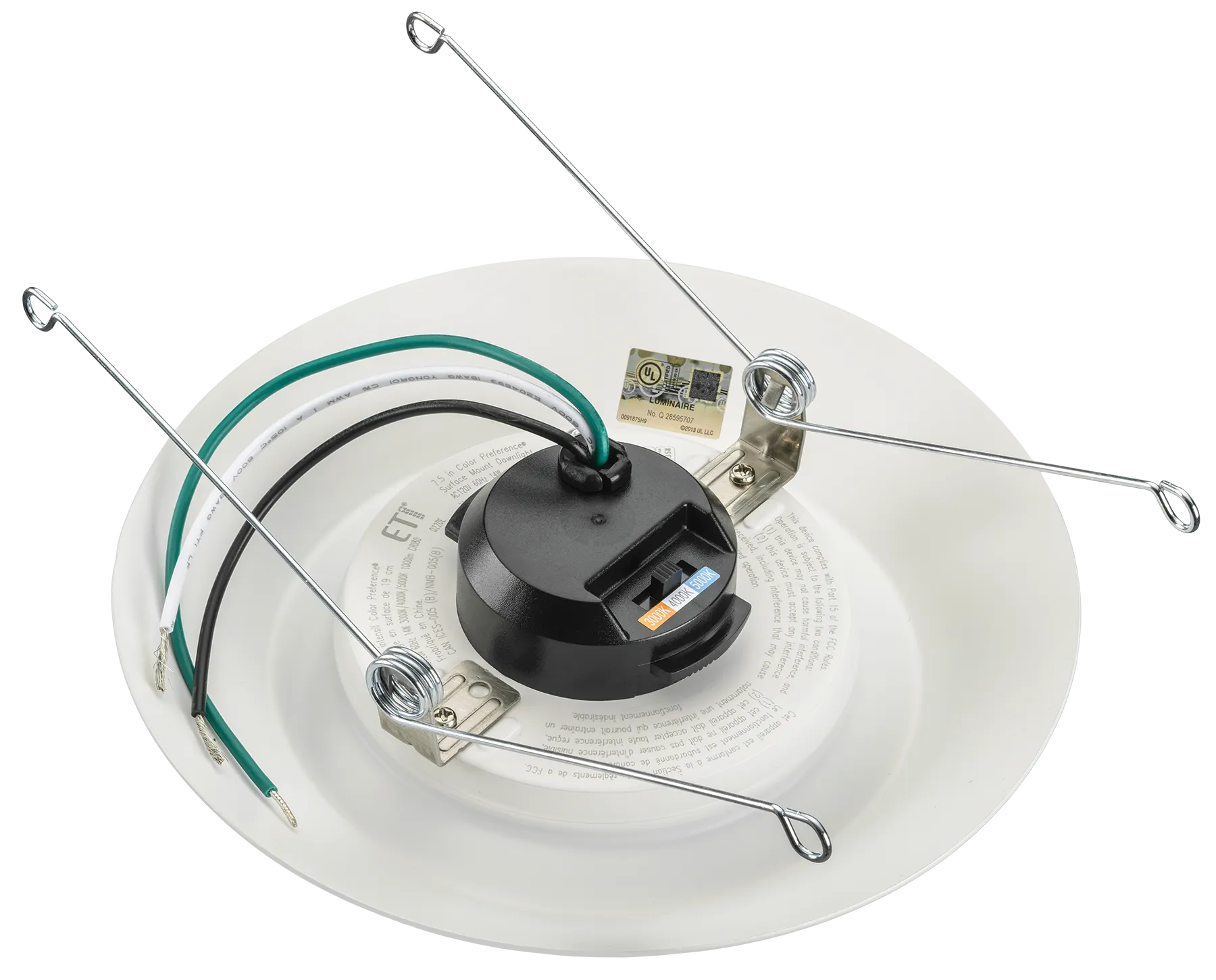 7.5 Inch Flush Mount Disk Light, 20W, 1500 Lumen, 120V, CCT Selectable, TwistFit Mounting System