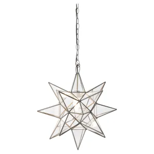 Acs - 15" Md Clear Glass Star Chandelier