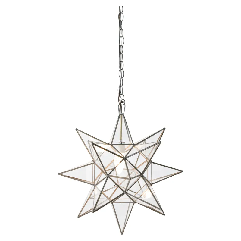 Acs - 15" Md Clear Glass Star Chandelier