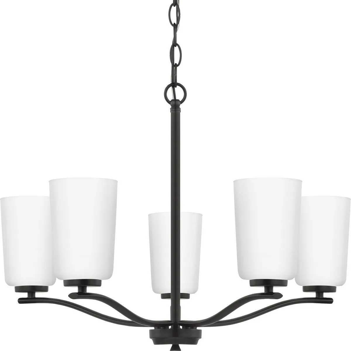 Adley Collection Five-Light Etched White Glass Chandelier
