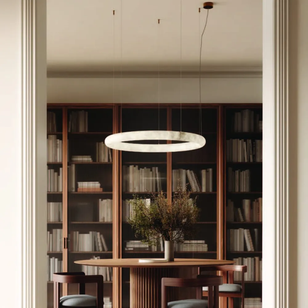 Alabaster Ring Pendant Chandelier In Various Sizes