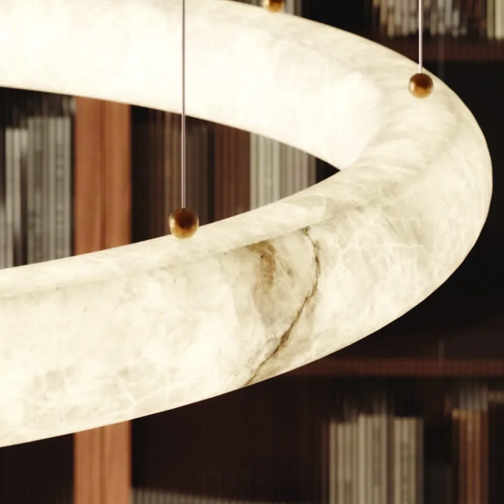 Alabaster Ring Pendant Chandelier In Various Sizes