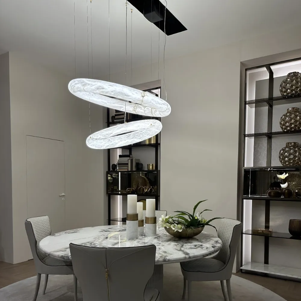 Alabaster Ring Pendant Chandelier In Various Sizes