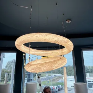 Alabaster Ring Pendant Chandelier In Various Sizes