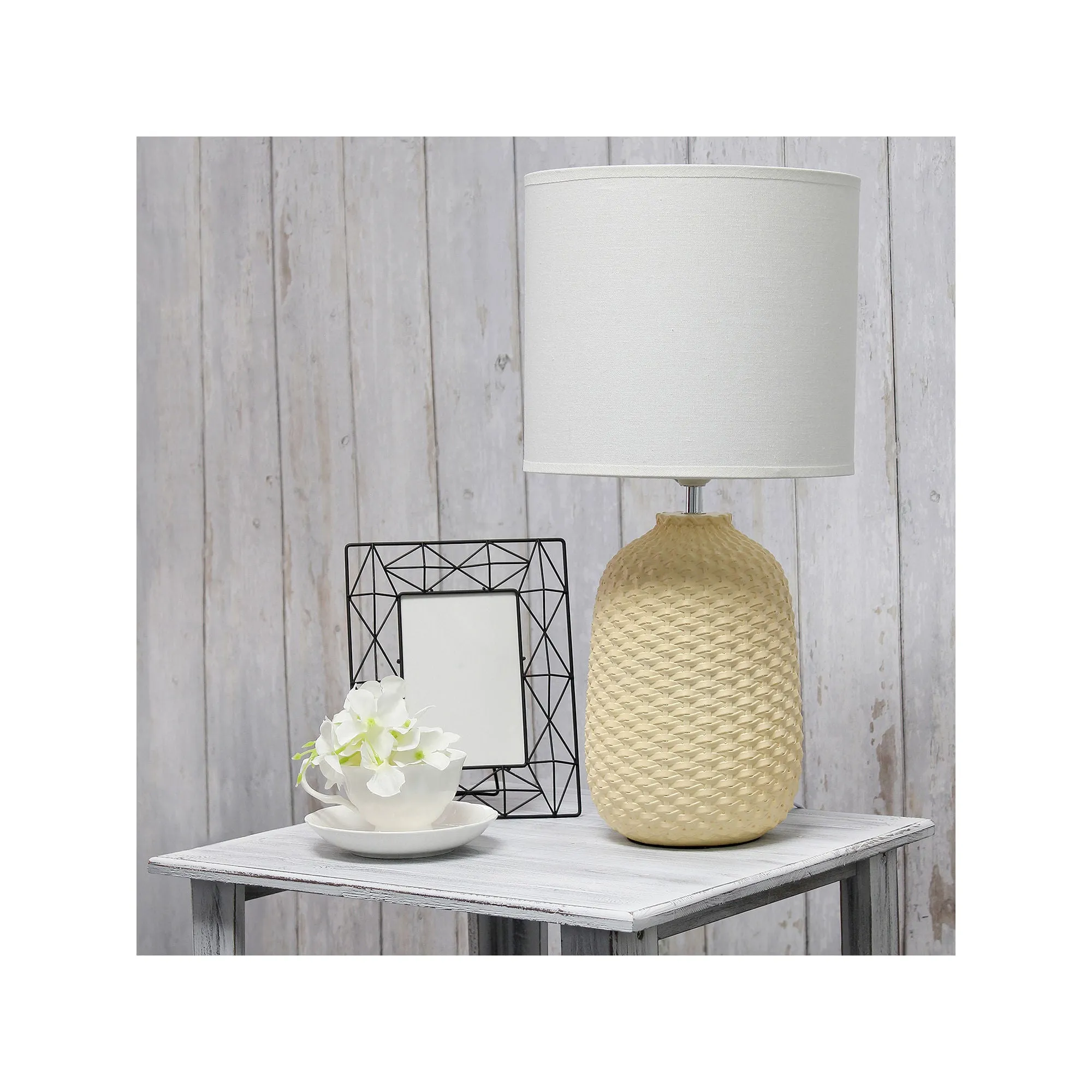 All The Rages Simple Designs Purled Texture Ceramic Table Lamp LT1135-YLW - YELLOW ONE SIZE