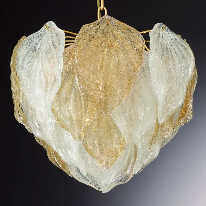 Amber Or Clear Venetian Piastra Glass Pendant Light
