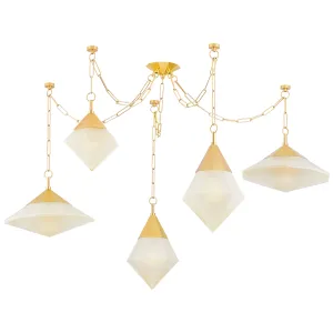 Angelique Chandelier - Vintage Polished Brass 5 Lights