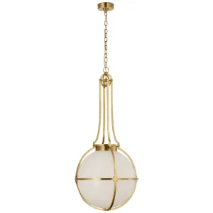 Archer Large Captured Globe Pendant - Antique Brass