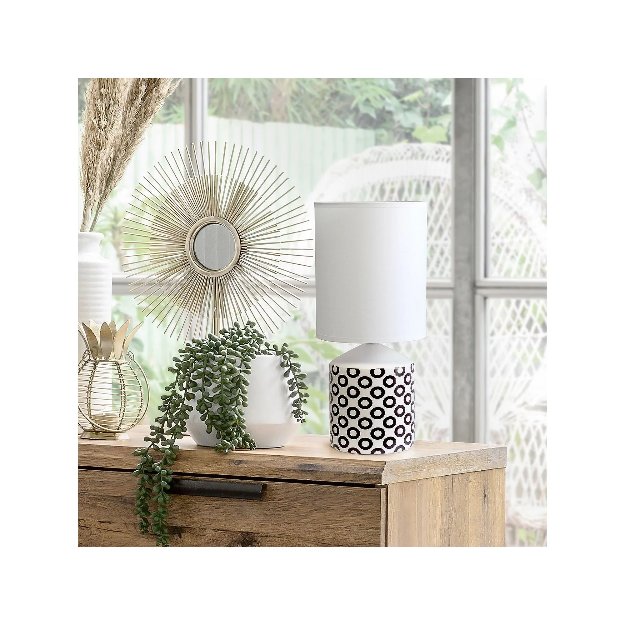Asstd National Brand Simple Designs Fresh Prints Ceramic Table Lamp LT2077-COI - BLACK OVALS ONE SIZE