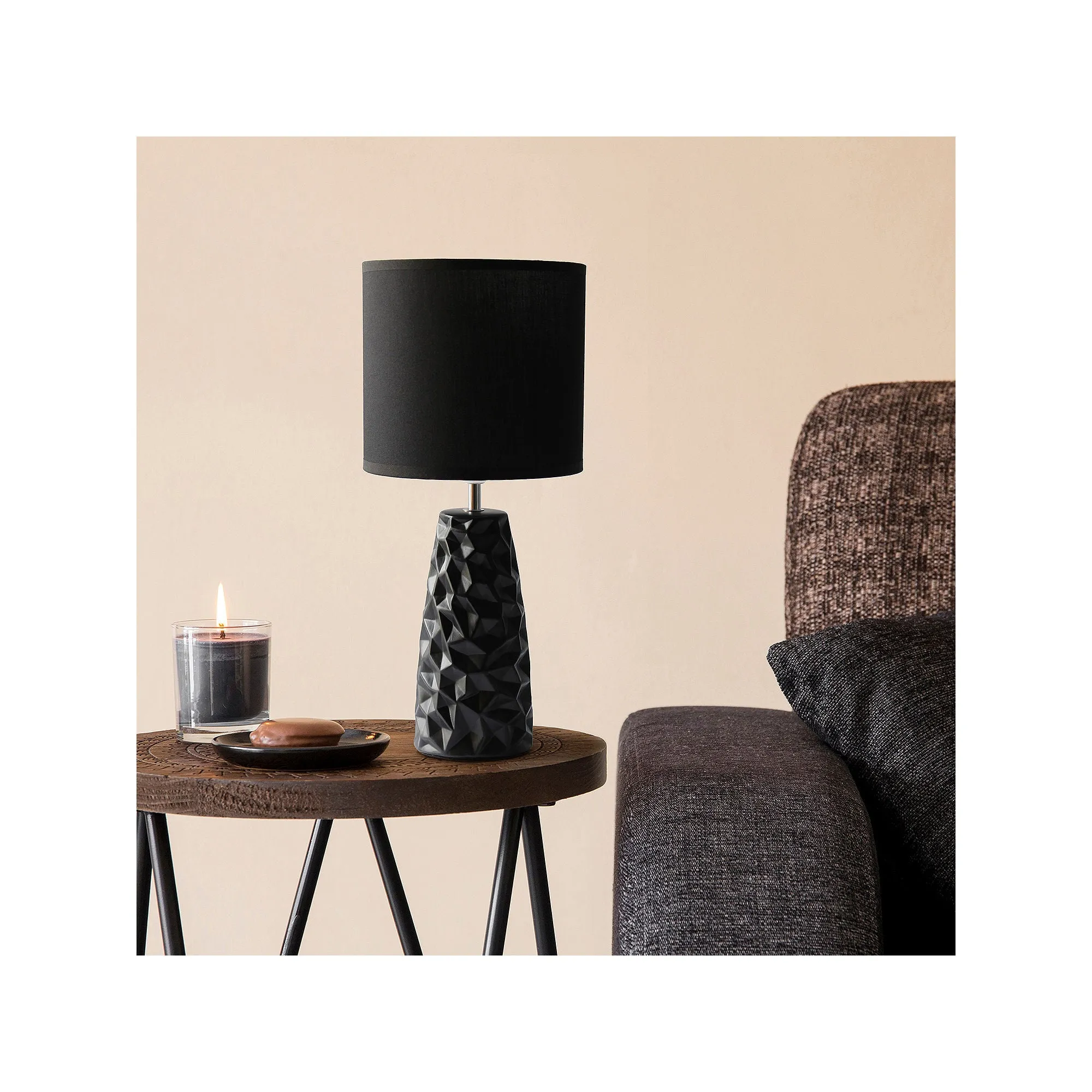 Asstd National Brand Simple Designs Sculpted Ceramic Table Lamp LT2083-BLK - BLACK ONE SIZE