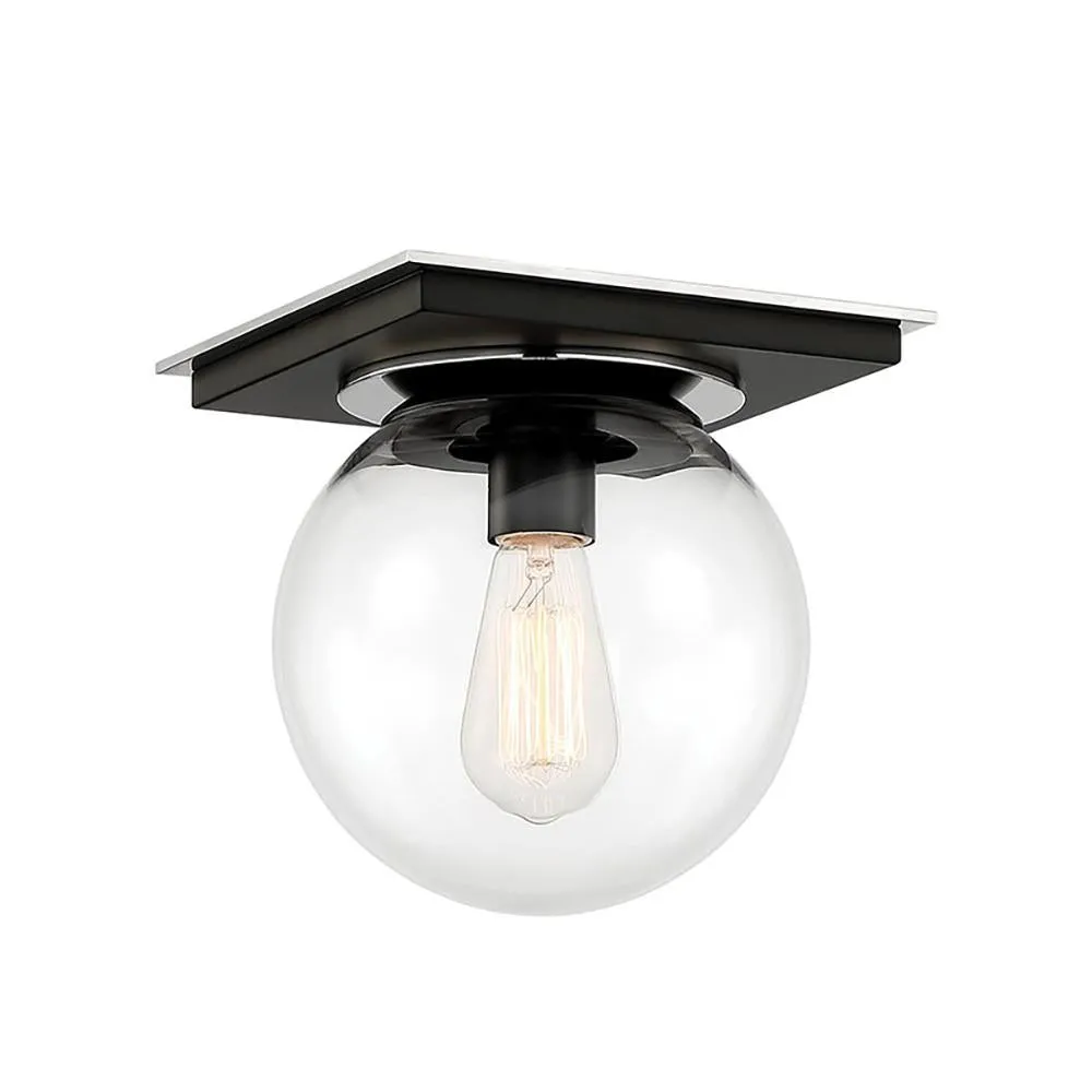 Bubble 1 Light Flush Mount - Black & Polished Nickel