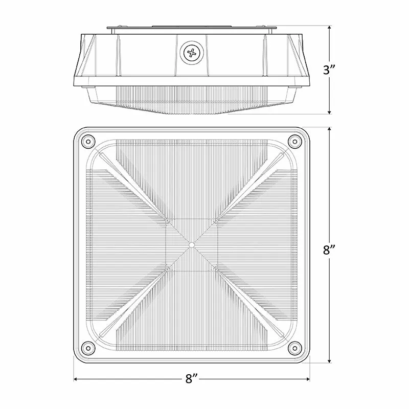 CDLX LED Power Adjustable Low Profile Canopy Light, 5/10/15/25Watt Selectable, 3000 Lumens, 120-277V, 3000k, 4000K, or 5000K