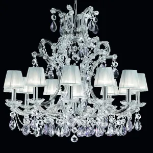 Chrome Plated Chandelier With White Organza Shades