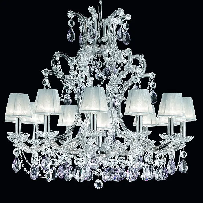 Chrome Plated Chandelier With White Organza Shades