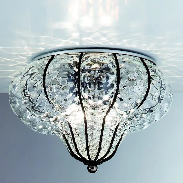 Clear Murano Crystal Ceiling Light With Baloton Finish