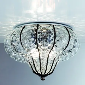 Clear Murano Crystal Ceiling Light With Baloton Finish