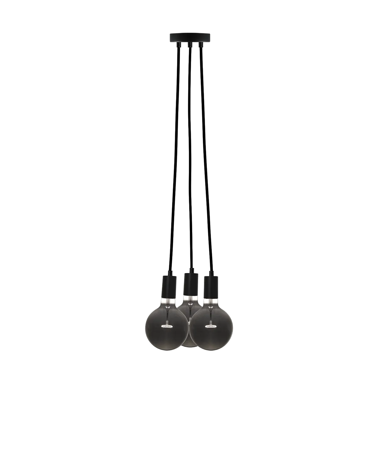 Cluster Chandelier - Even: Black with Smoke Bulbs