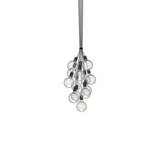 Cluster Chandelier - Grape: 14 Pendant Grey and Black