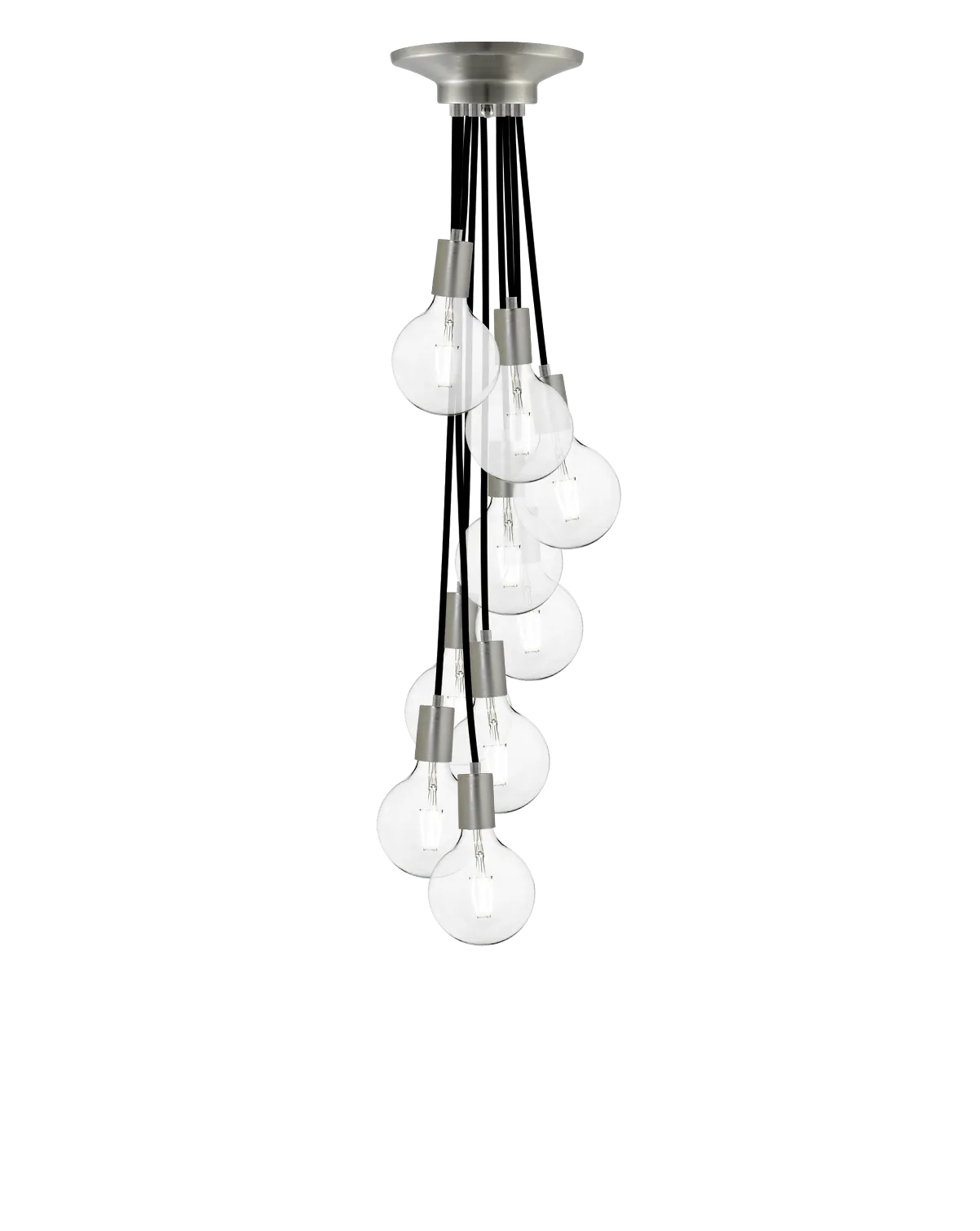 Cluster Chandelier - Staggered: Black and Nickel