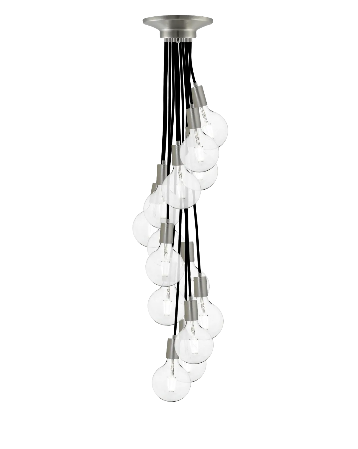 Cluster Chandelier - Staggered: Black and Nickel