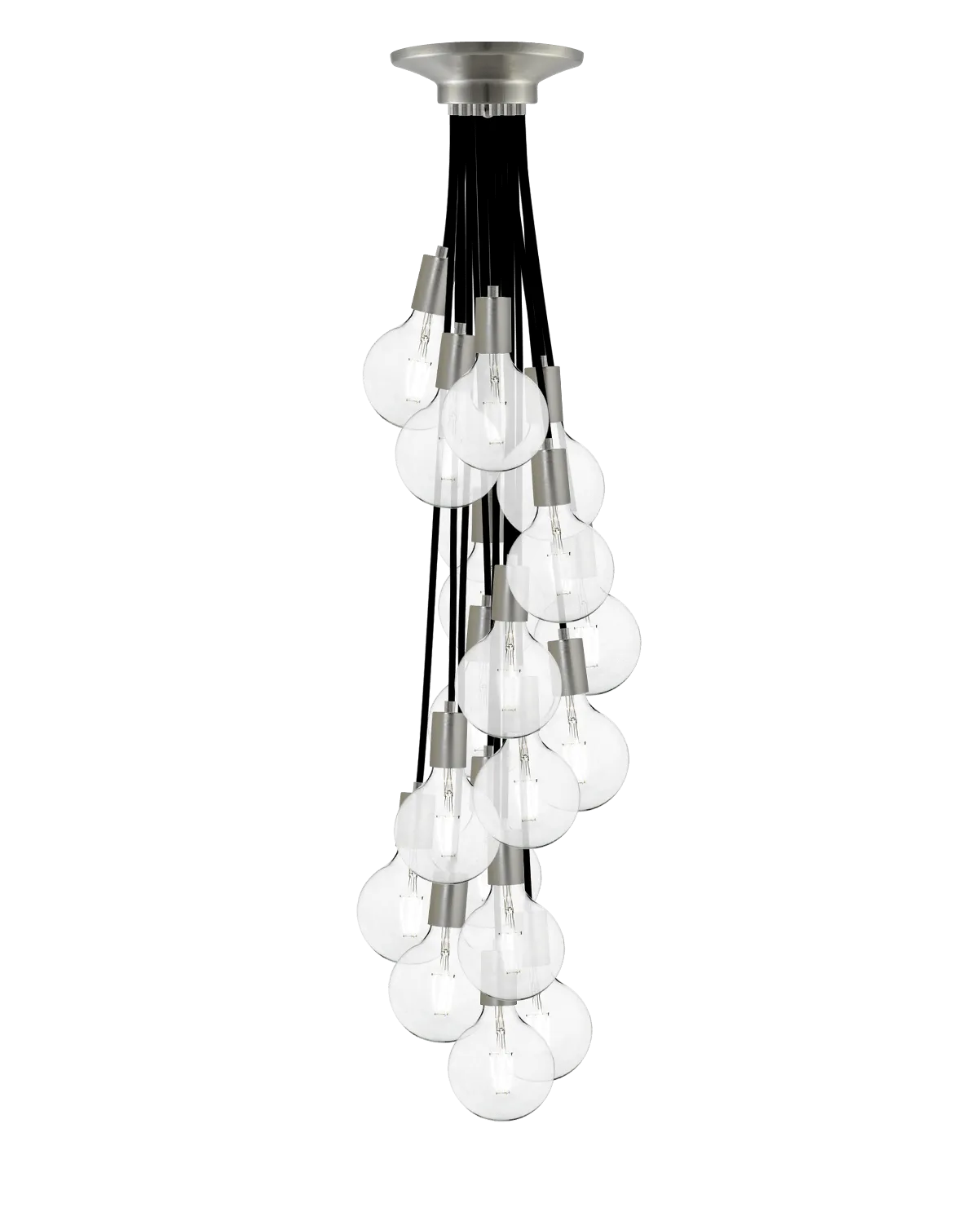 Cluster Chandelier - Staggered: Black and Nickel