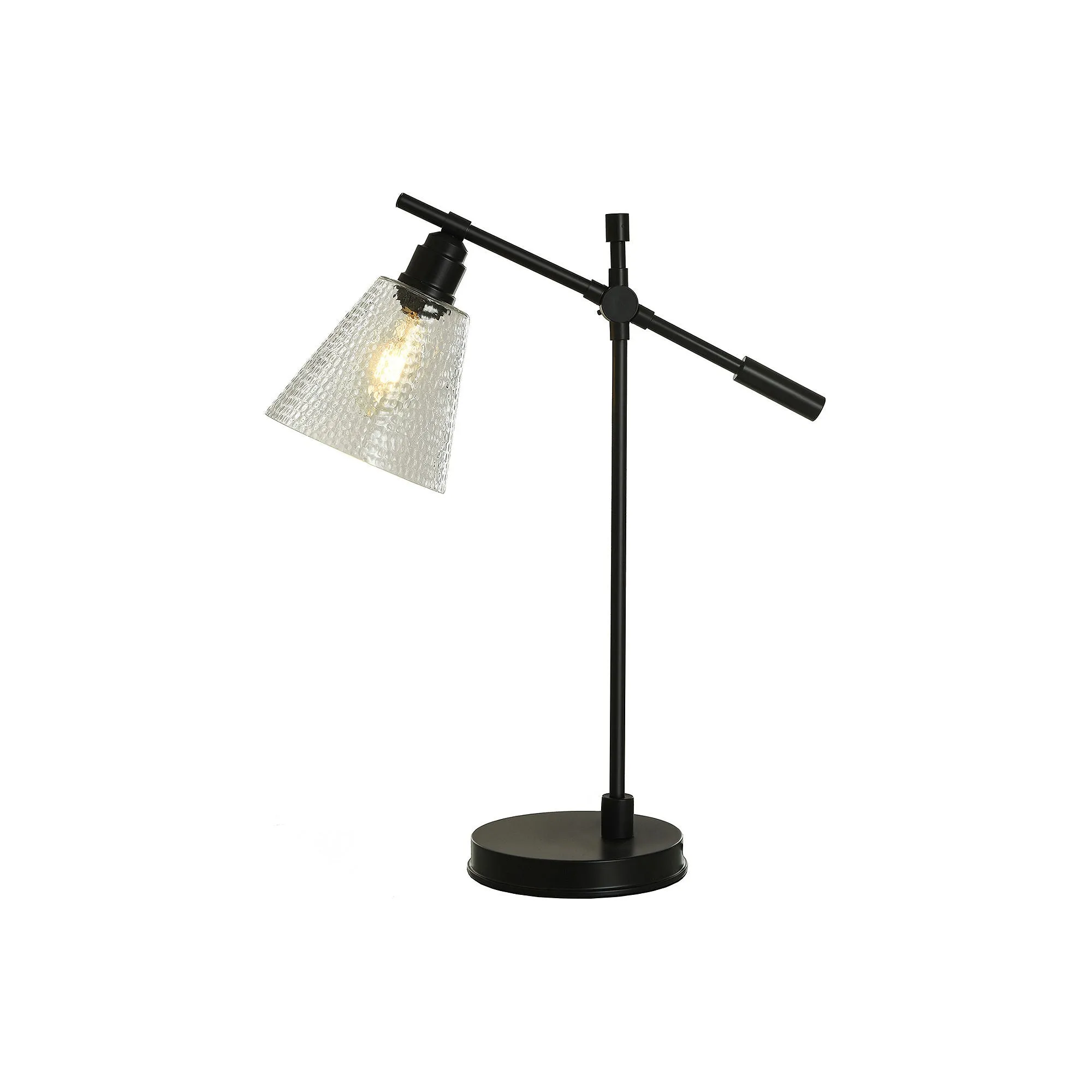 Collective Design By Stylecraft Black With Glass Shade Desk Lamp TL33246BJCADS - SATIN BLACK ONE SIZE