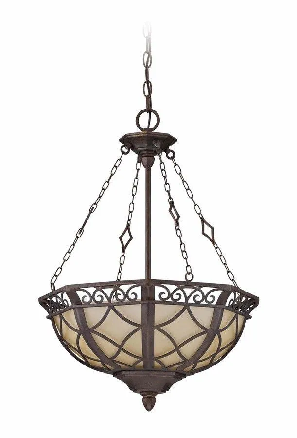 Craftmade Lighting 36443 PR Evangeline Collection Three Light Pendant Chandelier in Peruvian Bronze Finish