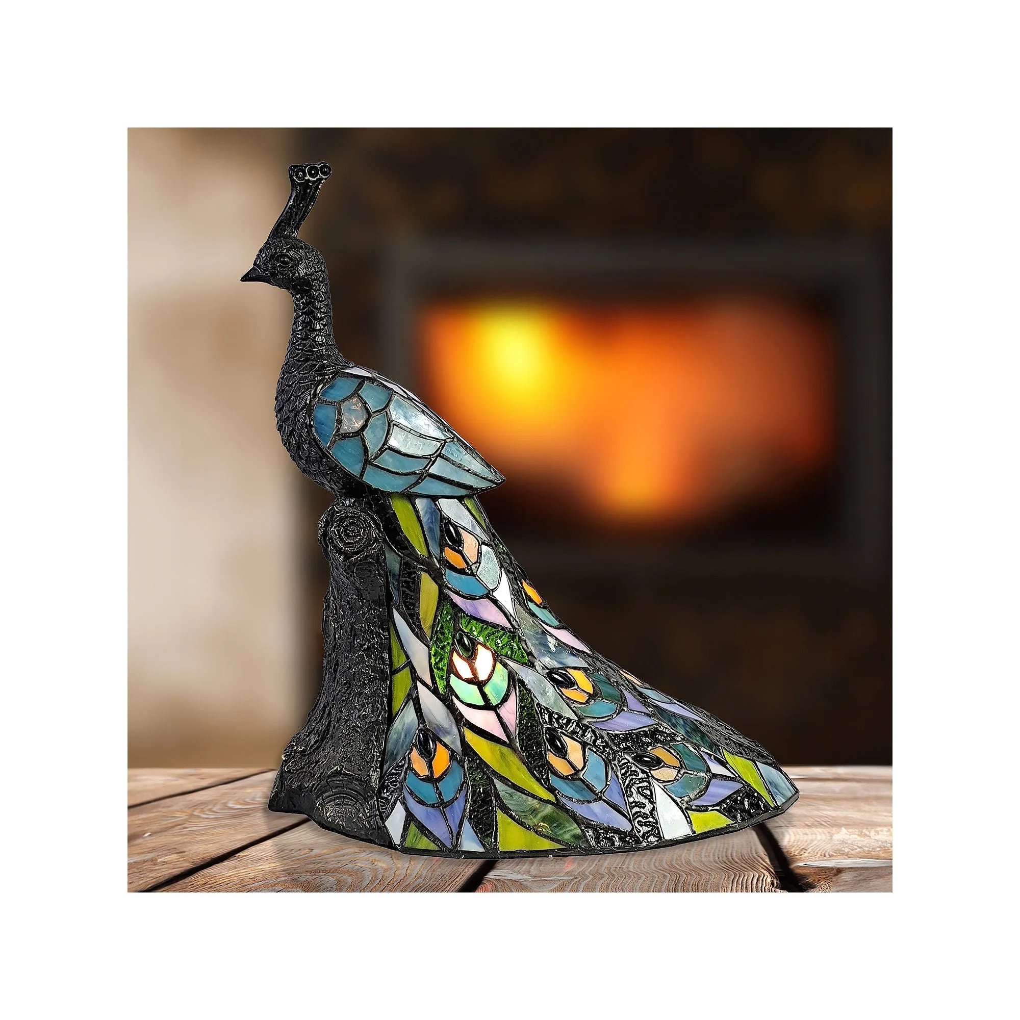 Dale Tiffany 15.5" Turquoise Kingsley Tiffany Peacock Table Lamp - TURQUOISE ONE SIZE