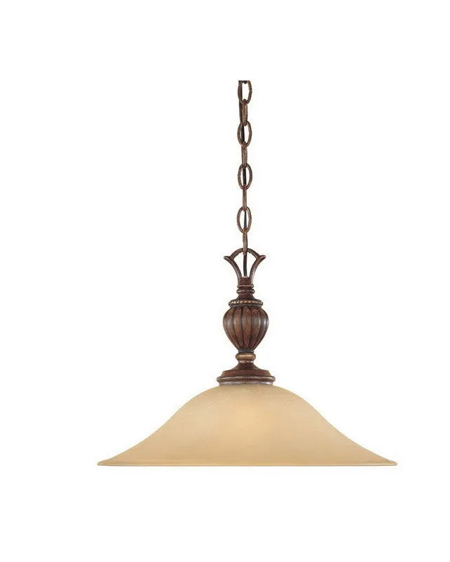 Designers Fountain Lighting 81532 BWG Montreaux Collection One Light Hanging Pendant Chandelier in Burnt Walnut with Gold Accents Finish