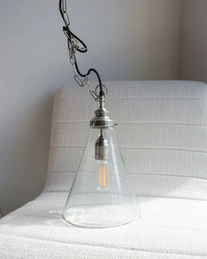 Evoking Industrial Glass Pendant | Antique Silver | Assorted Sizes