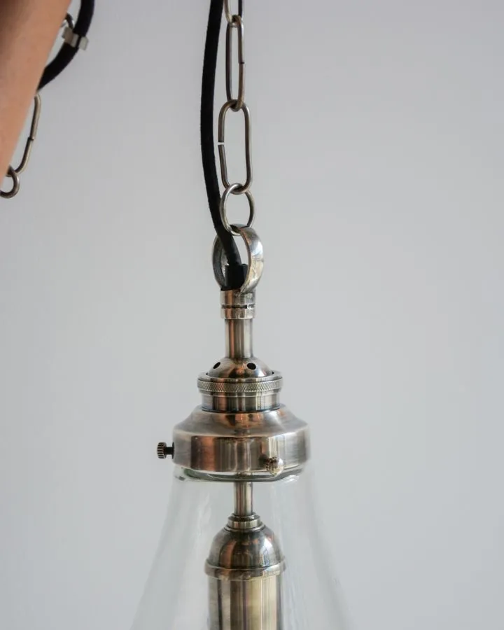 Evoking Industrial Glass Pendant | Antique Silver | Assorted Sizes