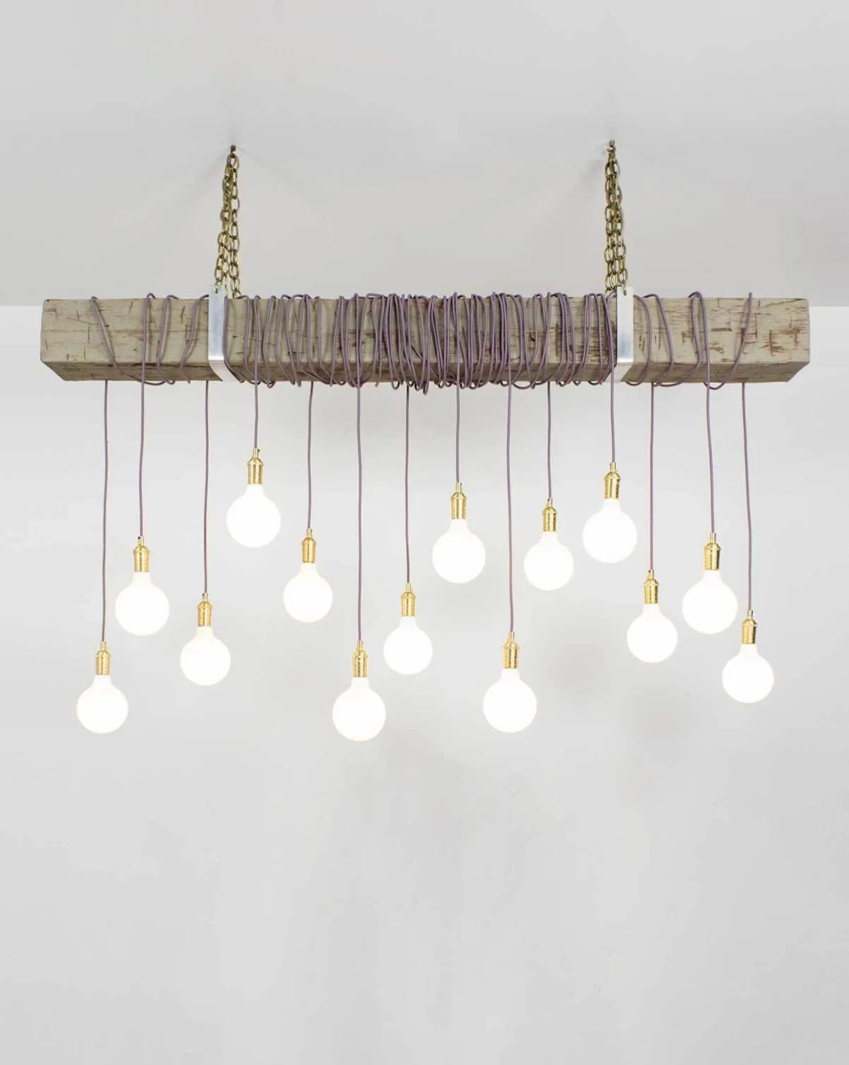 Faux Beam 14 Pendant Wrap: Mauve with Brass