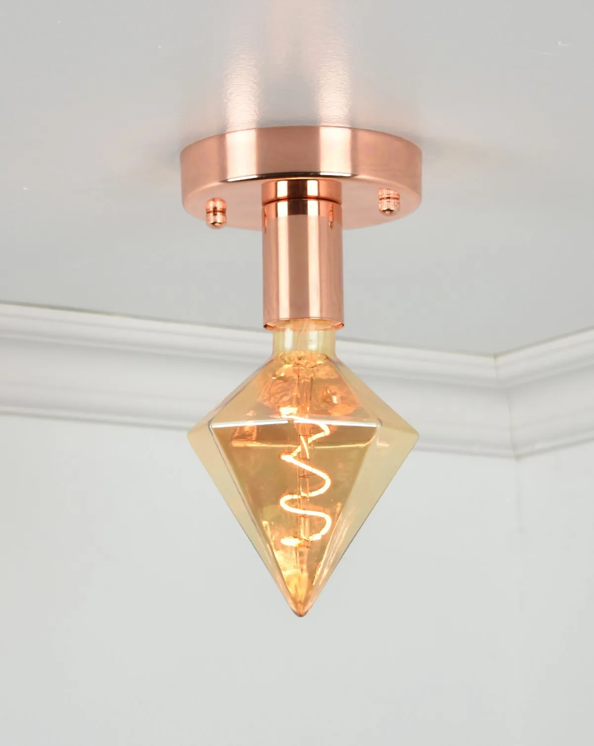 Flush Mount: Copper Diamond Bulb
