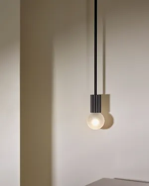 Fluted Brushed Black Suspended Rod Pendant | Attalos