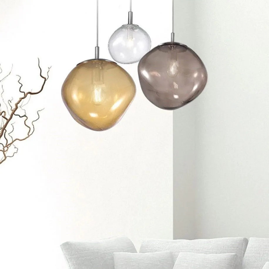 Glass rock shaped pendant lights