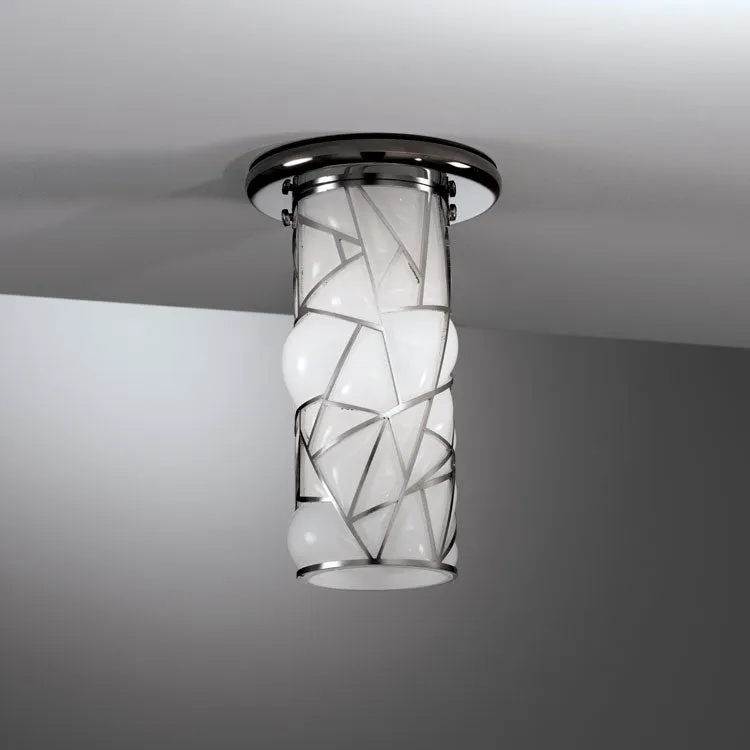Gorgeous Modern Milky White Murano Glass Flush Ceiling Light