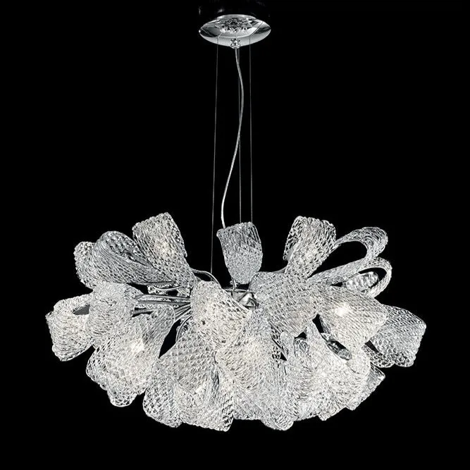 Handmade glamorous ceiling pendant Chandelier with 21 lighted arms and Murano Glass