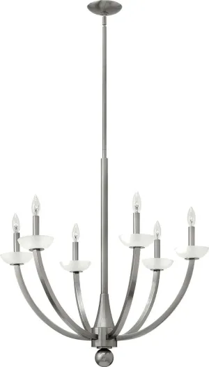 Hinkley Lighting 4926 BN Splendor Collection Six Light Hanging Pendant Chandelier in Brushed Nickel Finish