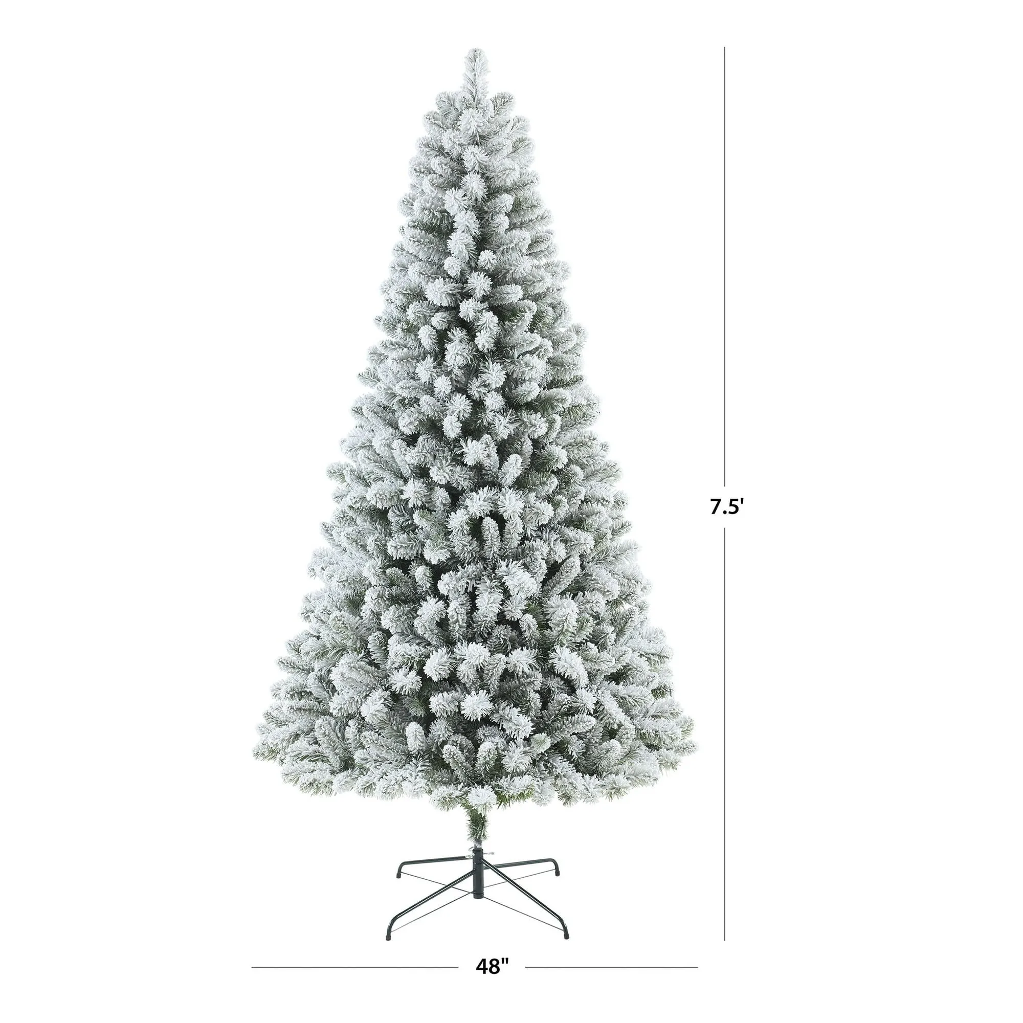 Holiday Time 253T24011 7.5ft Pre-Lit Flocked Frisco Pine Artificial Christmas Tree, 350 LED, Green, 7.5'