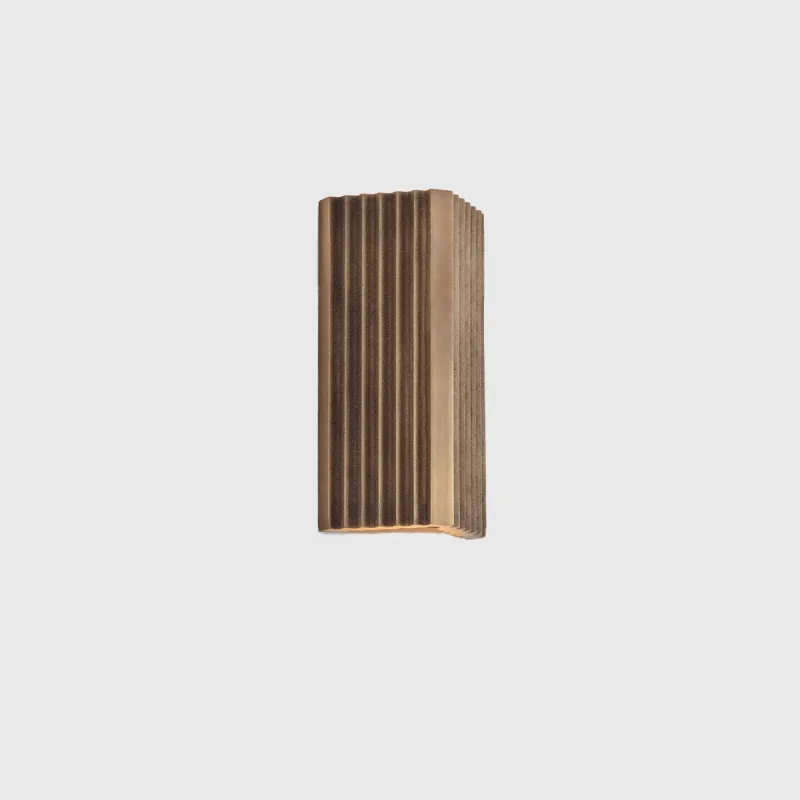 Industrial Reeded Brass Outdoor Wall Light