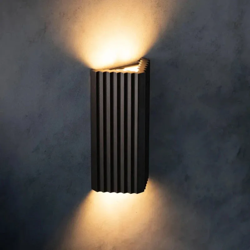 Industrial Reeded Brass Outdoor Wall Light