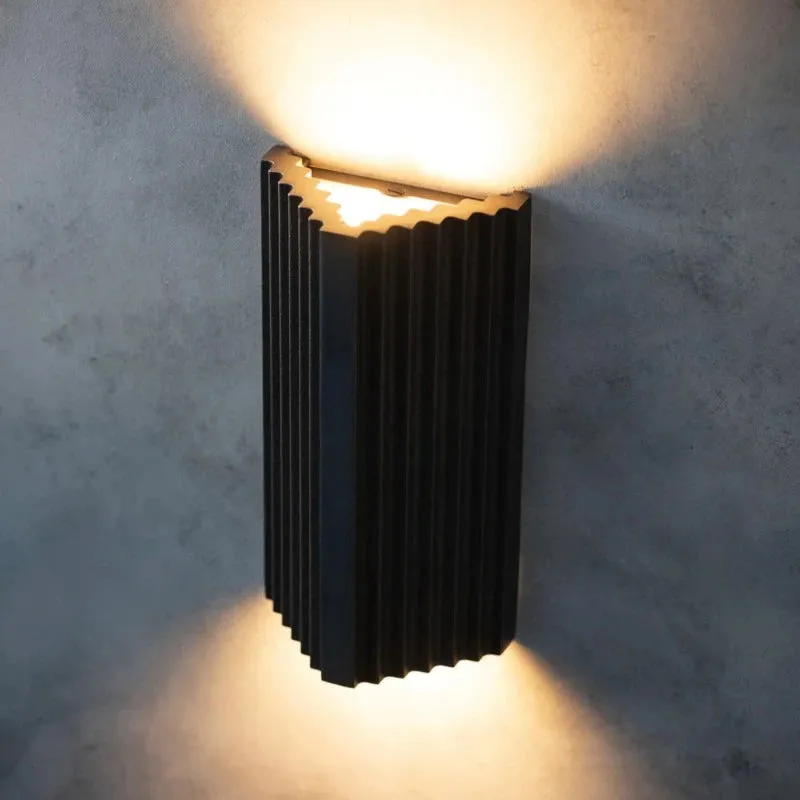 Industrial Reeded Brass Outdoor Wall Light