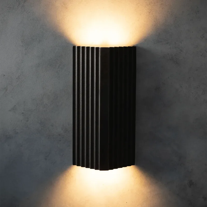 Industrial Reeded Brass Outdoor Wall Light